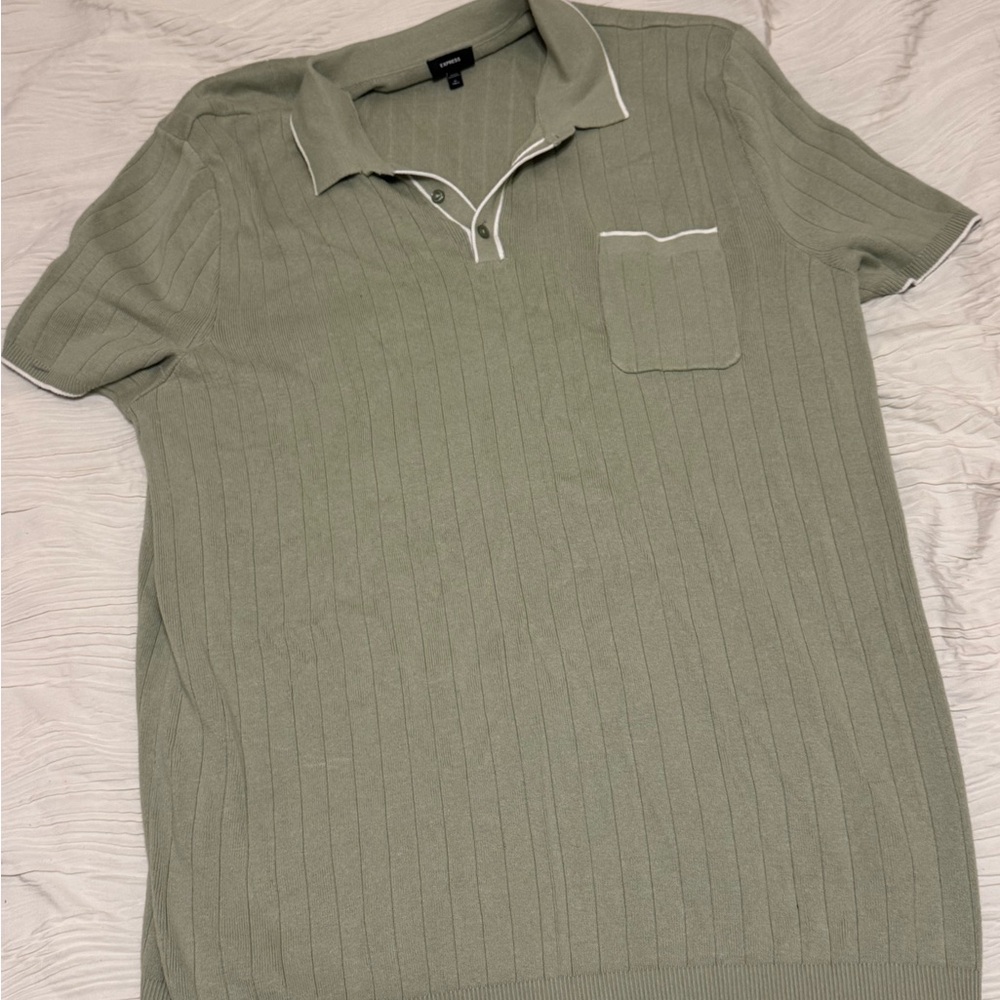 Express Green Polo Shirt with Classic Collar